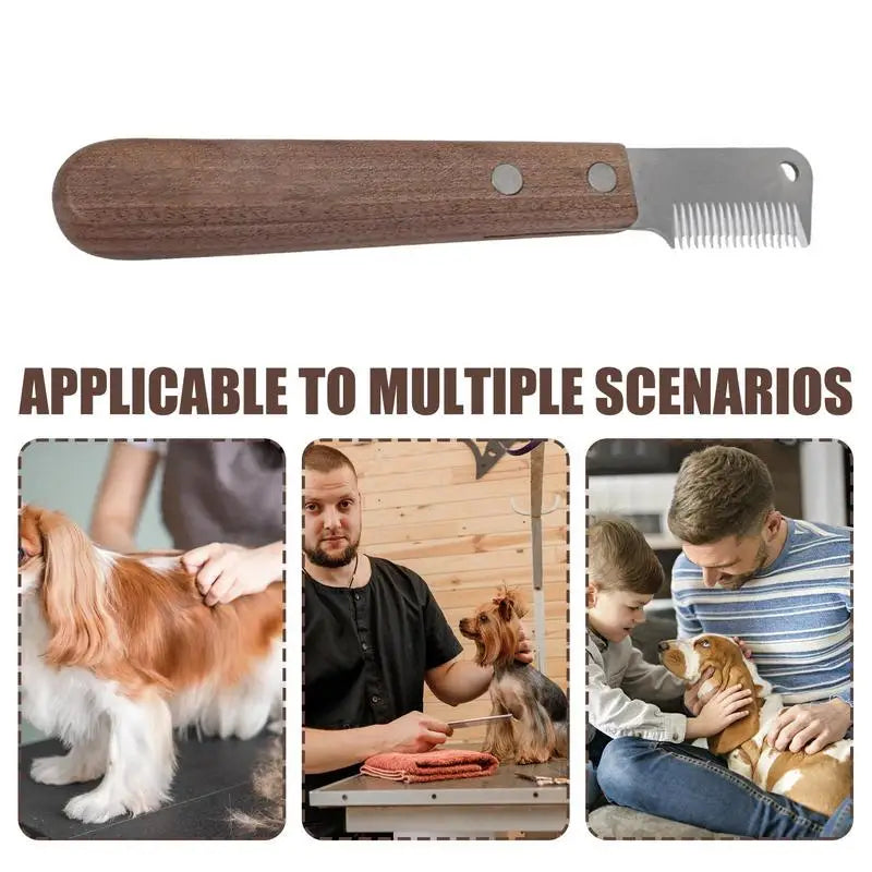 Professional Dog Stripping Knives Pets Grooming Comb With Wood Handle Dog Stripping Tool Pet Deshedding Brush Pet Hair Comb