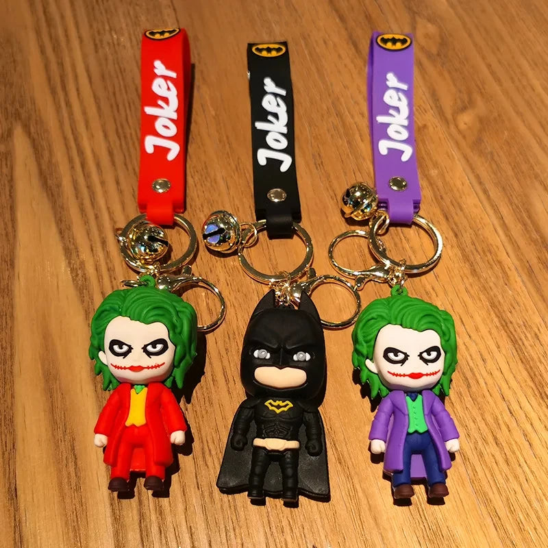 Anime Cartoon Marvel Batman Joker Image Doll Keychain Cute Halloween Series Key Ring Pendant Ornaments Jewelry Gifts for Friends