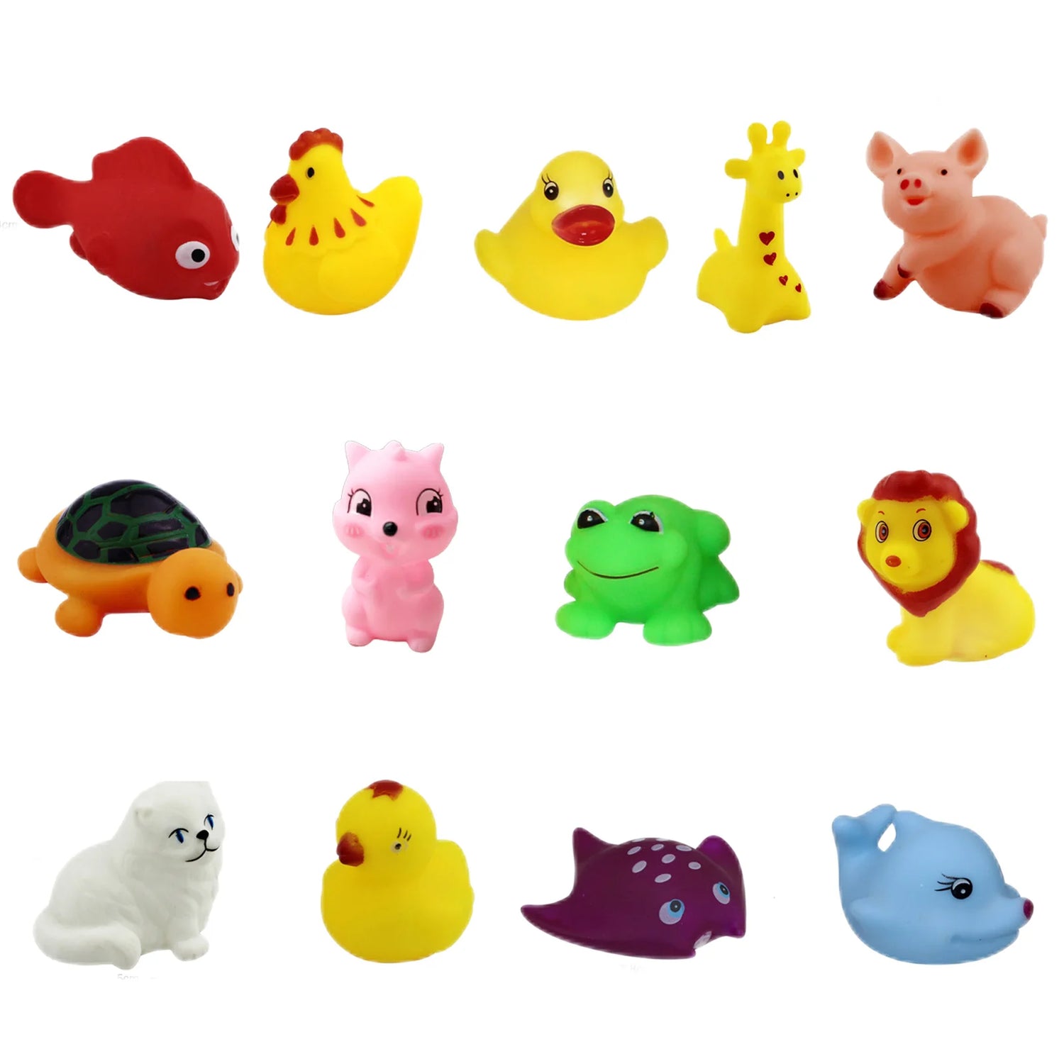 13pcs Animals Pinching Toys Cartoon Squeaky Vocal Animals Toy Funny Gift Kneading Vocalizing Toy Mini Bathtub Water Toys