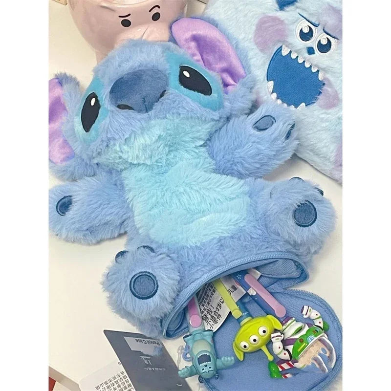 Disney Stitch Pencil Case Cute Cartoon Plush Doll Pen Container Girl&amp;Child Toys Fashion Learning Stationery Pouch Holiday Gifts