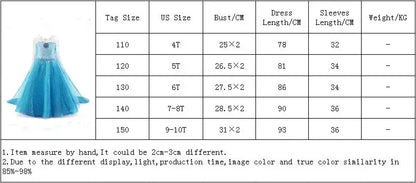 Elsa Dress for Girls 3-10 Yrs Birthday Role Elsa Princess Dress For Kids Halloween Carnival Easter Party Cosplay Girls Costume