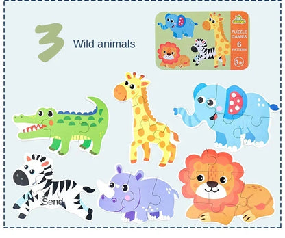 Baby Puzzle Montessori Educational Toys Wood 3D Puzzle Games Iron Box children Puzzles Jigsaw Wooden Puzzles For Kids 2 3 4 Year