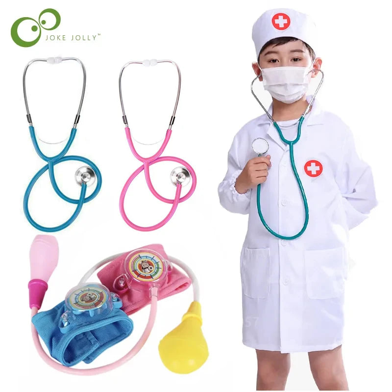 Simulation doctor nurse work Children Uniform Cross Coat Halloween Costume Kids Cosplay Baby Toys Set Fancy Party birthday