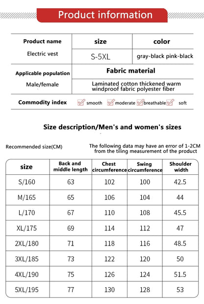 Women Coat Intelligent USB Electric Heating Thermal Warm Clothes Winter Heated Vest Plussize Men 21PCS Heated Jacket Fashion