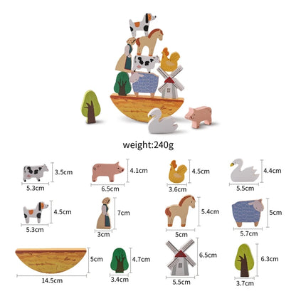 Wooden Montessori Toy Simulation Farm Animals Toys for Children Poultry Cow Pig Dog Chicken Model Educational Toy Christmas Gift