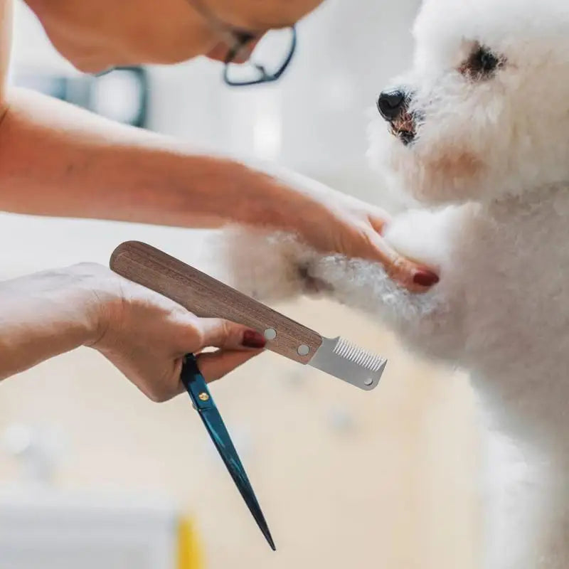 Professional Dog Stripping Knives Pets Grooming Comb With Wood Handle Dog Stripping Tool Pet Deshedding Brush Pet Hair Comb