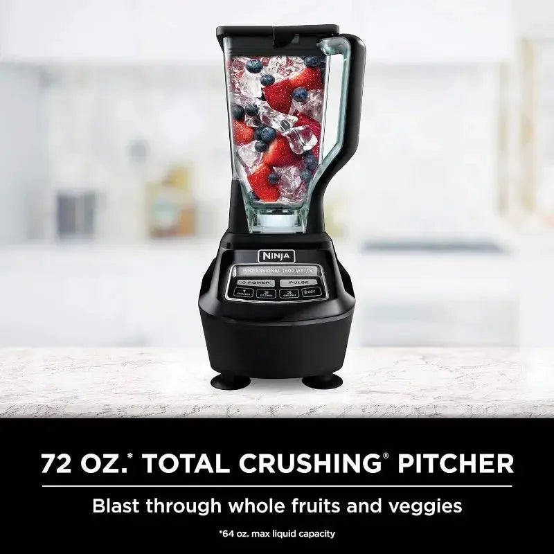 Ninja BL770 Mega Kitchen System, 1500W, 4 Functions for Smoothies, Processing, Dough,Drinks &amp; More, with 72-oz.* Blender Pitcher