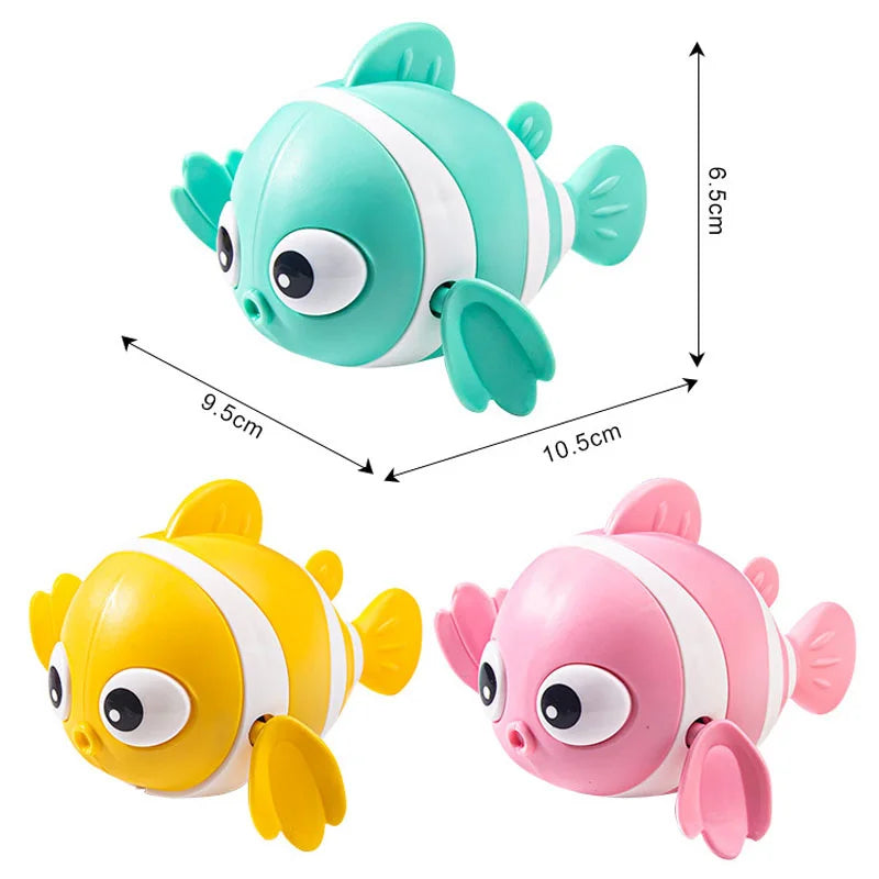 Baby Bath Toys Cute Swimming Fish Cartoon Animal Floating Wind Up Toys Water Game Classic Clockwork Toys For Toddlers