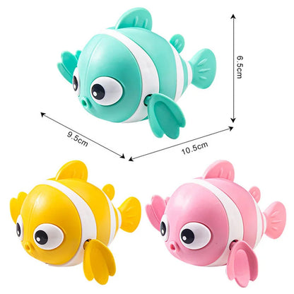 Baby Bath Toys Cute Swimming Fish Cartoon Animal Floating Wind Up Toys Water Game Classic Clockwork Toys For Toddlers