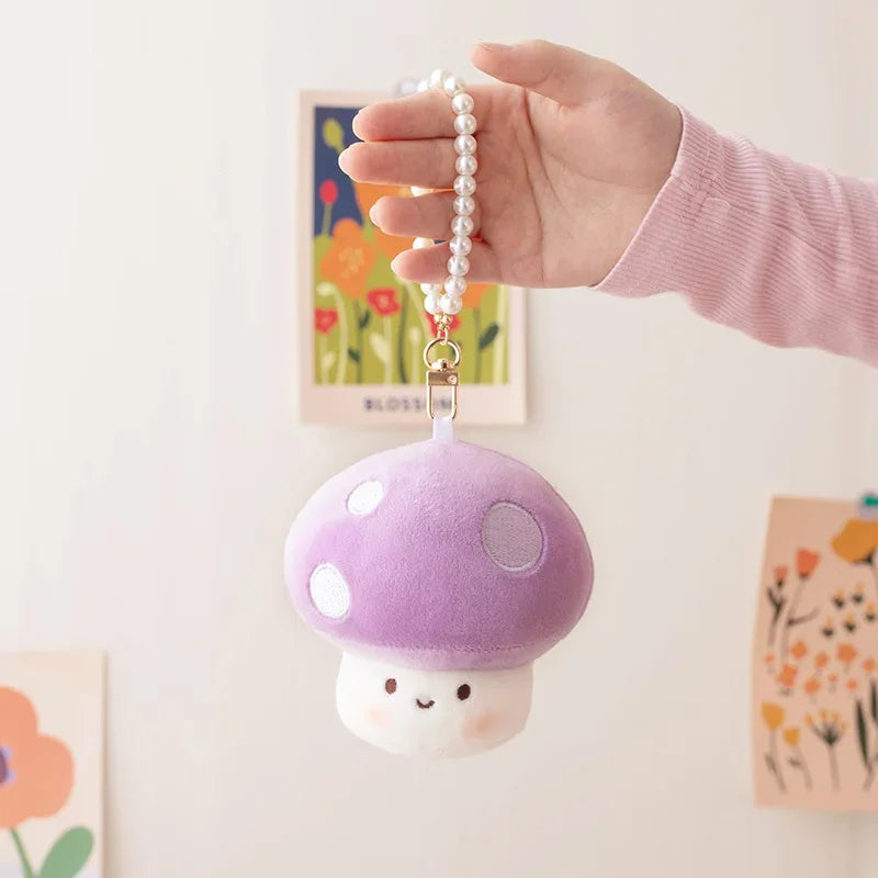 10CM Cute Small Mushroom Plush Toy Creative Stuffed Pendant Doll Red Mushroom Keychain For Kids Girls Holiday Gifts