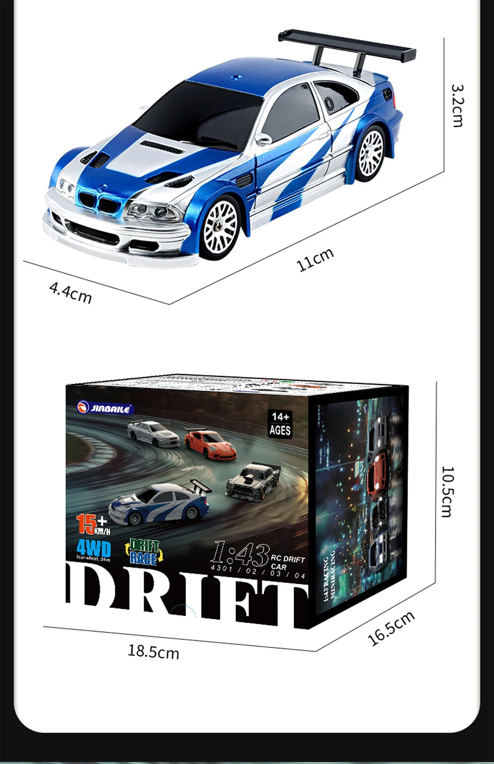 1/43 2.4G Mini RC Drift Car 4WD Remote Control Car High Speed Four Wheel Drive Radio Controlled Racing Car Model Boy Toy Gift
