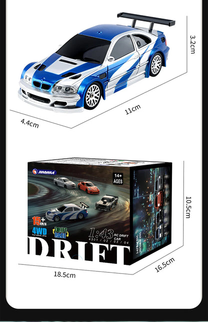 1/43 2.4G Mini RC Drift Car 4WD Remote Control Car High Speed Four Wheel Drive Radio Controlled Racing Car Model Boy Toy Gift
