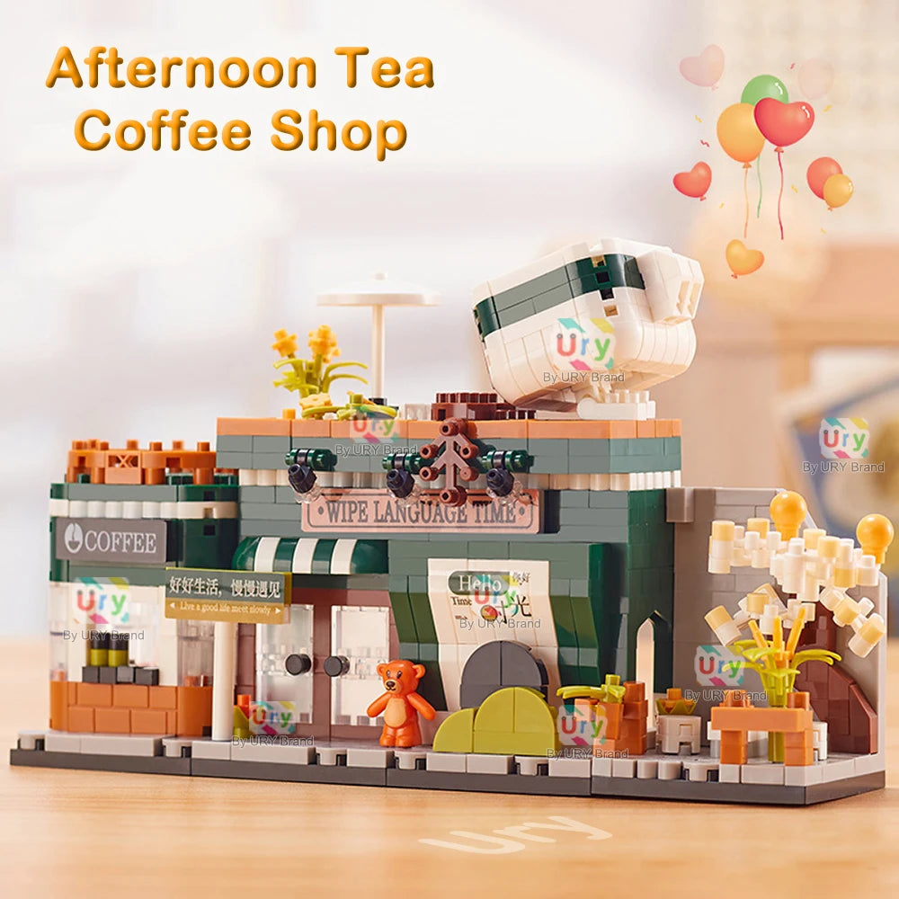 Friends House Street Diamond Bricks Girls Flower Store Coffee Shop View Designer DIY Building Block Toys for Kids Christmas Gift