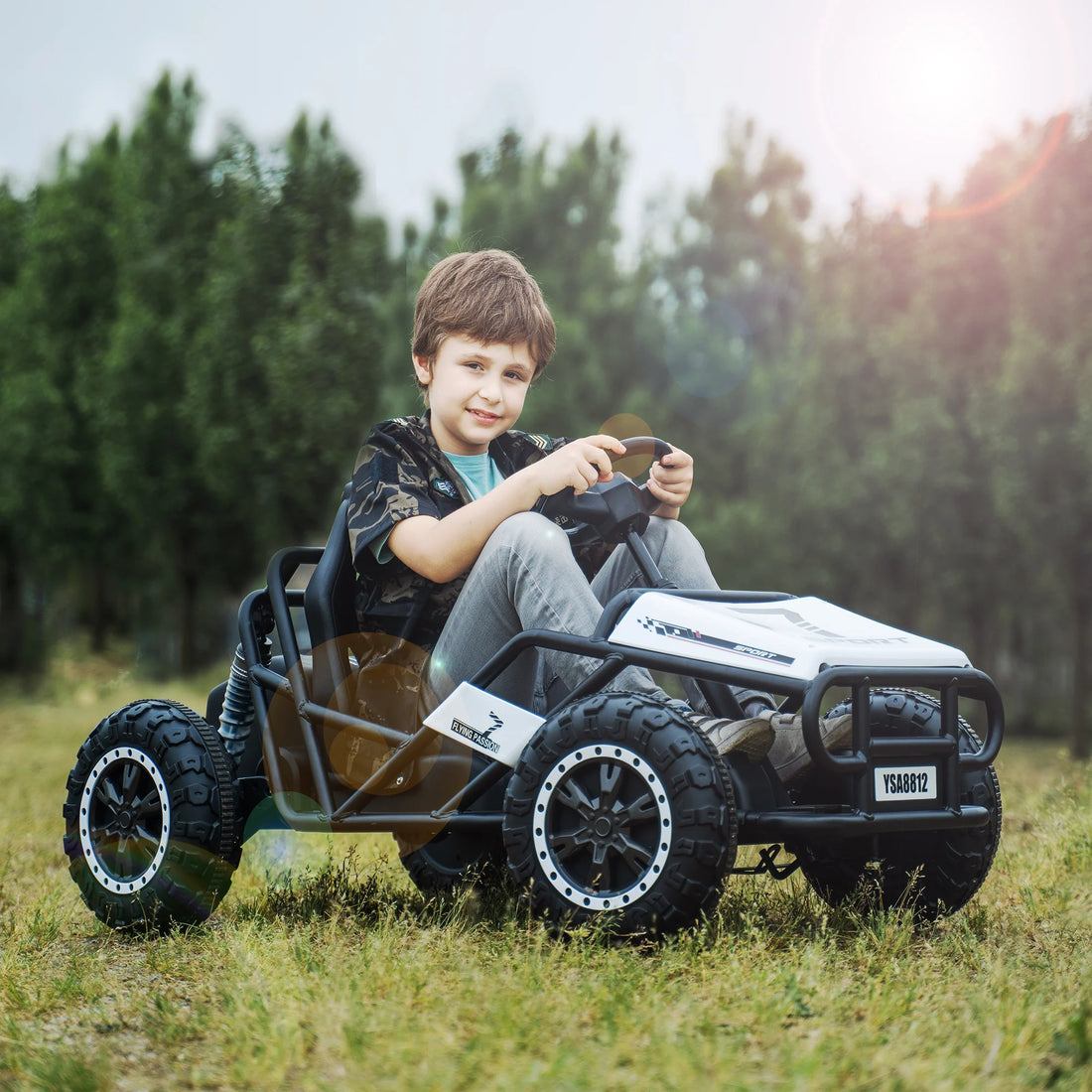 24V Ultimate Go-Kart, Ride On Toy for Big Kids Ages 6+, 2x200W Powerful Motor, 6MPH Outdoor/Off-road/Dirt Road Electric Car