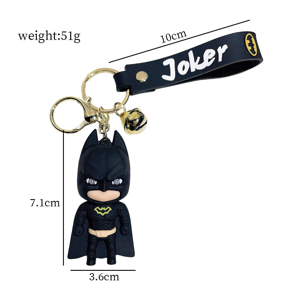 Anime Cartoon Marvel Batman Joker Image Doll Keychain Cute Halloween Series Key Ring Pendant Ornaments Jewelry Gifts for Friends