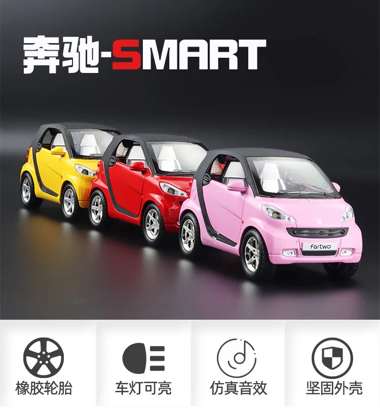 1:32 Mercedes-Benz SMART Miniatures Alloy Diecast Model Car Model Sound &amp; Light Toys For Kids Cute and Compact Christmas Gifts