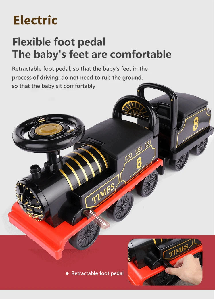 Ride On Train Track Toy Train Electric Car Child Baby Walker Stroller Toy Baby Ride 1 Year Electric Car Toys for Toddler