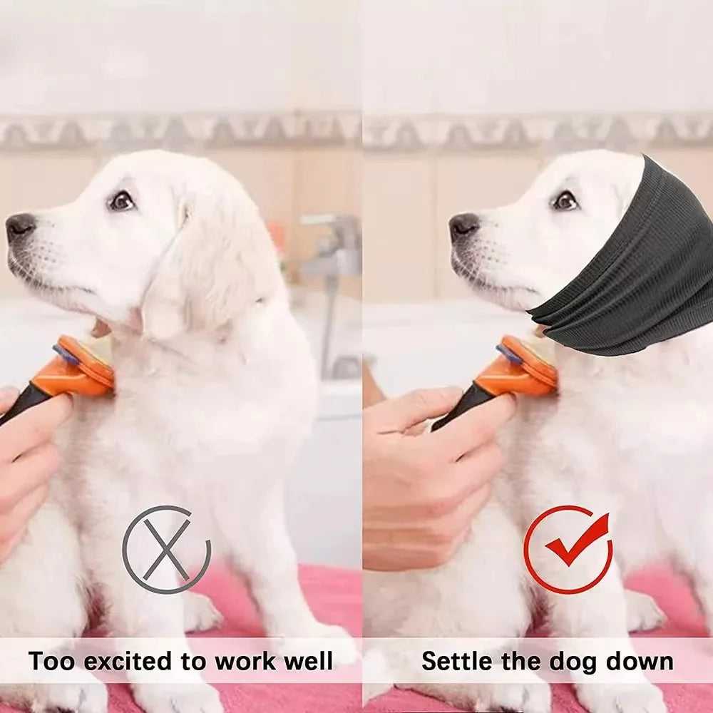 Dog Grooming Earmuff Warm Headband Ear Cover Neck Hat Noise Cancel Scarf Collar Soundproof Anxiety Pet Bath Quiet Dry HeadSleeve