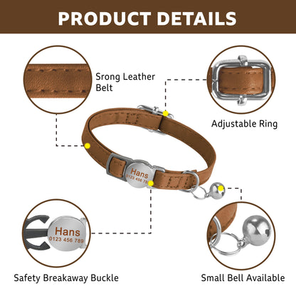 Personalized Engraved Leather Dog/Cat Collar