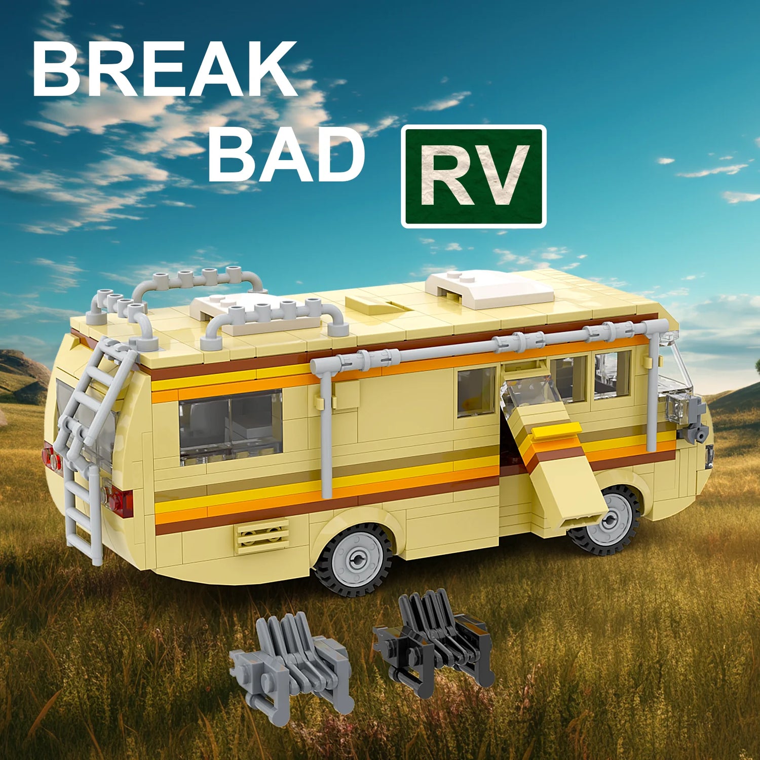 360PCS Break Bad RV Building Kit, Creative Van House Camper Toys Building Blocks,DIY Building Set Toy for Kids Adults