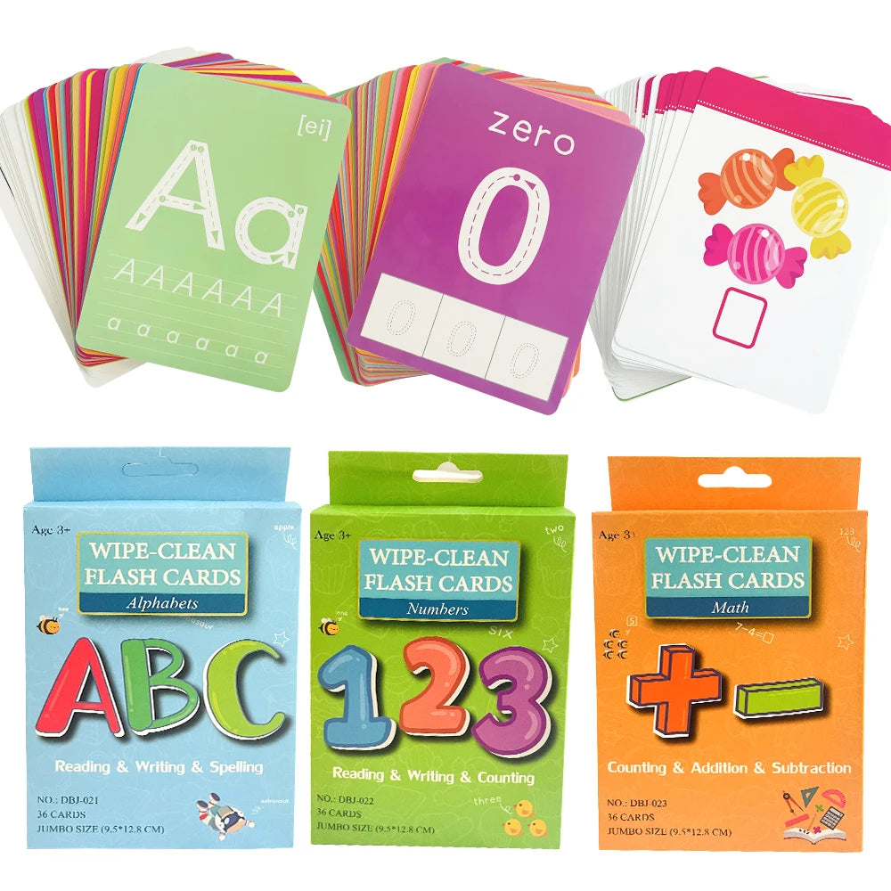 36 Cards Children Reading and Writing Number Cognition Flashcard Maths Learning Cards Baby Montessori Kids Early Educational Toy