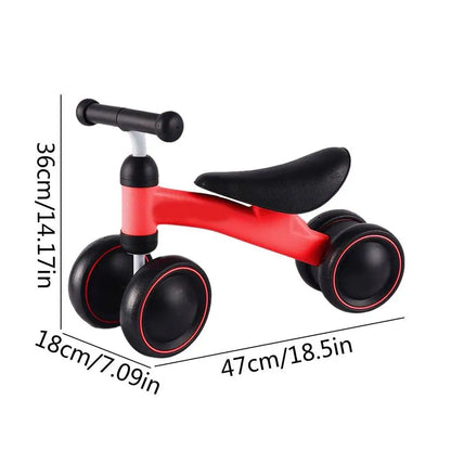 Baby Balance Bike 4 Wheels Toddler Bike Toy 1st Birthday Gifts for 10-36 Months Babies Indoor Outdoor Riding Toys