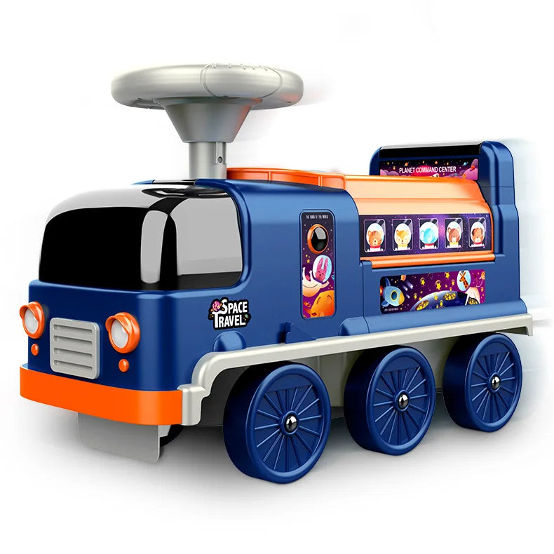 Electric Ride On Car Kids Toy Electric Locomotive 2In1 Multifunctional Engine Truck Diecast Educational Game Children Gift