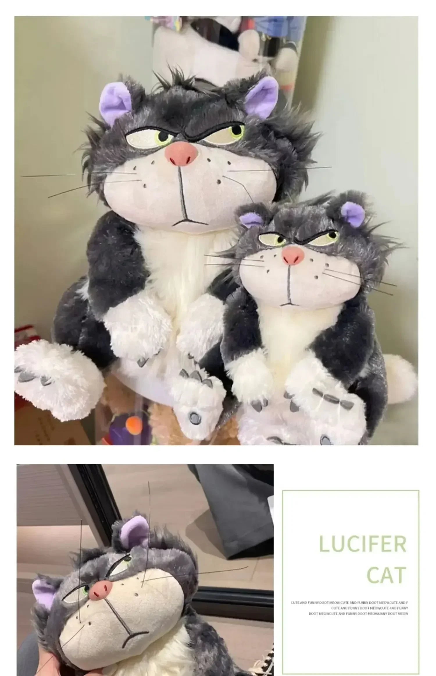 30-60cm Disney Genuine Lucifer Plush Toy Kawaii Stuffed Animal Plush Toys Japan Figaro Cinderella&