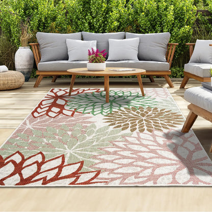 VIKAMA Outdoor Rug Modern Exotic Tropical Leaf Non Slip Area Rugs for Indoor and Outdoor Patio Deck Porch Garden Home Decoration