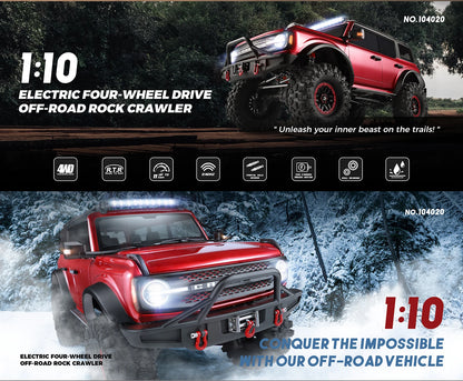 WLtoys 104020 1/10 Professional RC Car Off Road 4x4 2.4G 4WD Remote Control Cars 45 Minutes Working Time Climbing Car Adult Toy