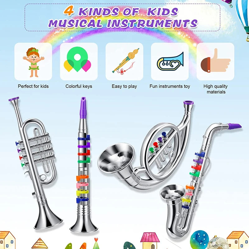 Classical Clarinet Trumpet Saxophone Imitation Musical Instrument Toys Boys Girl Early Education Learning Tool for Kids Children