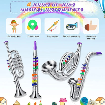 Classical Clarinet Trumpet Saxophone Imitation Musical Instrument Toys Boys Girl Early Education Learning Tool for Kids Children