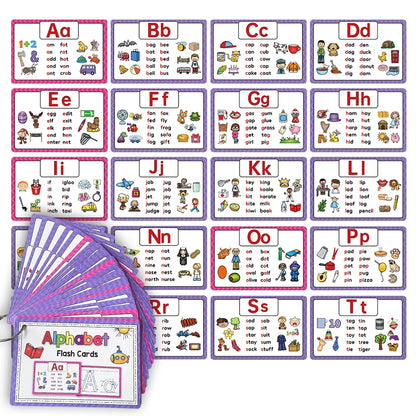 26 Alphabet Phonics CVC Words Learn Flash Cards abc letter with The Reasable Pen Writing Practice Educational Toys for Children