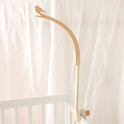 Baby Wooden Bird Shape Bed Bell Bracket Mobile Hanging Rattles Toy Hanger Baby Crib Mobile Bed Bell Toy Holder Arm Bracket Gifts