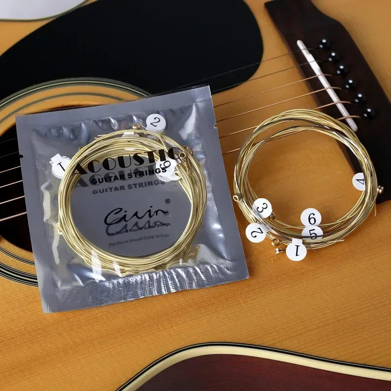 6pcs/set Universal Acoustic Guitar String Brass Steel Core Strings For Musical Instruments Guitars Strings Guitar Accessories