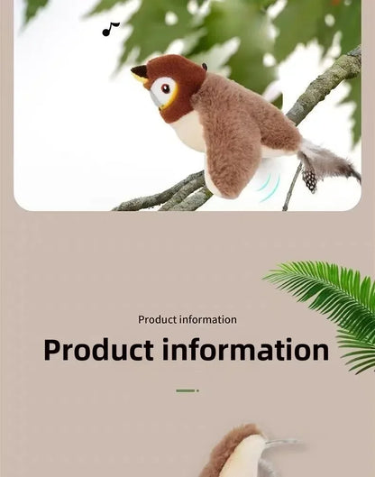 Interactive Cat Toys Rechargeable Flying Bird Rat Cat Toy Chirping Flapping Bird Can Add Catnip Touch Activated Cute Plush Toy