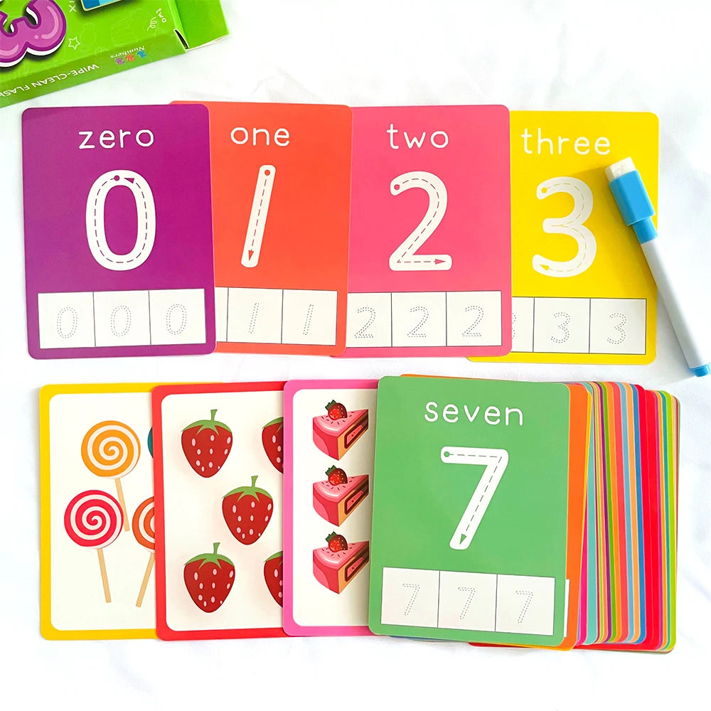 36 Cards Children Reading and Writing Number Cognition Flashcard Maths Learning Cards Baby Montessori Kids Early Educational Toy