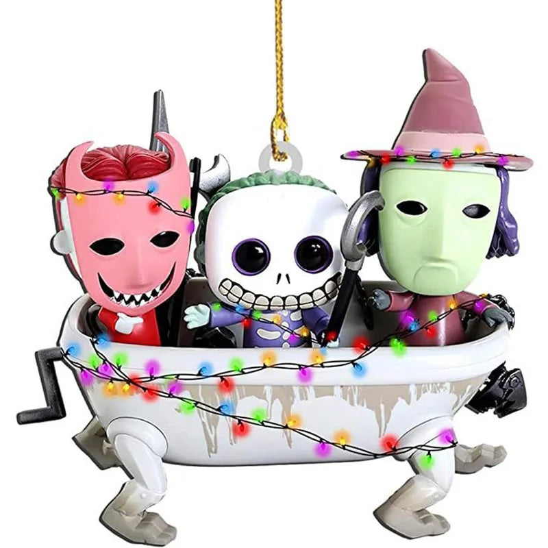 Disney Cartoon The Nightmare Before Christmas Sally Jack Anime Figures Christmas Tree Decoration Acrylic Plane Pendant Kids Toys