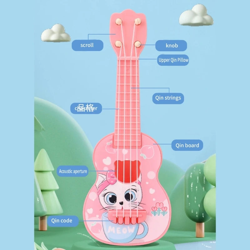 Cartoon Ukulele Toy Accordian Mini Guitar Musical Instruments for Children Kids