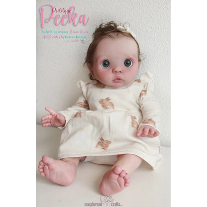 16inch Unfinished Unpainted Reborn Doll Kit Peeka DIY Doll parts with Belly and Cloth Body