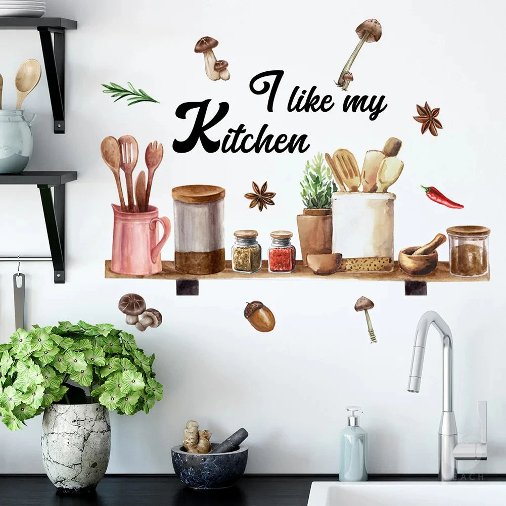 Wall Stickers Removable Waterproof Wall Decals Hand Painted PVC Wall Posters Dining Room Decoration Kitchen Decor