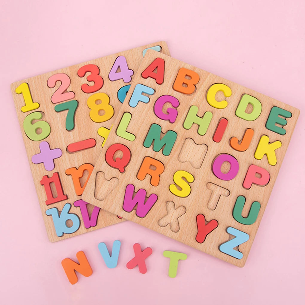 Toys Wooden Kids Learning Number Alphabet Toddlers Educational Board