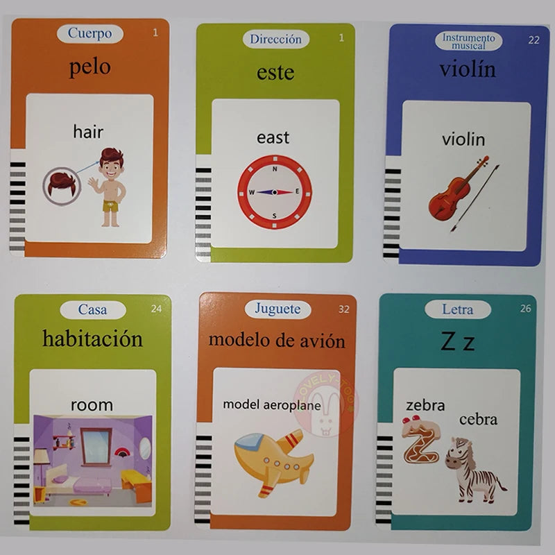 English Flash Card Russian Spanish French Sight Words Games ABC learning Language Kids Education Toys Montessori Reading Book