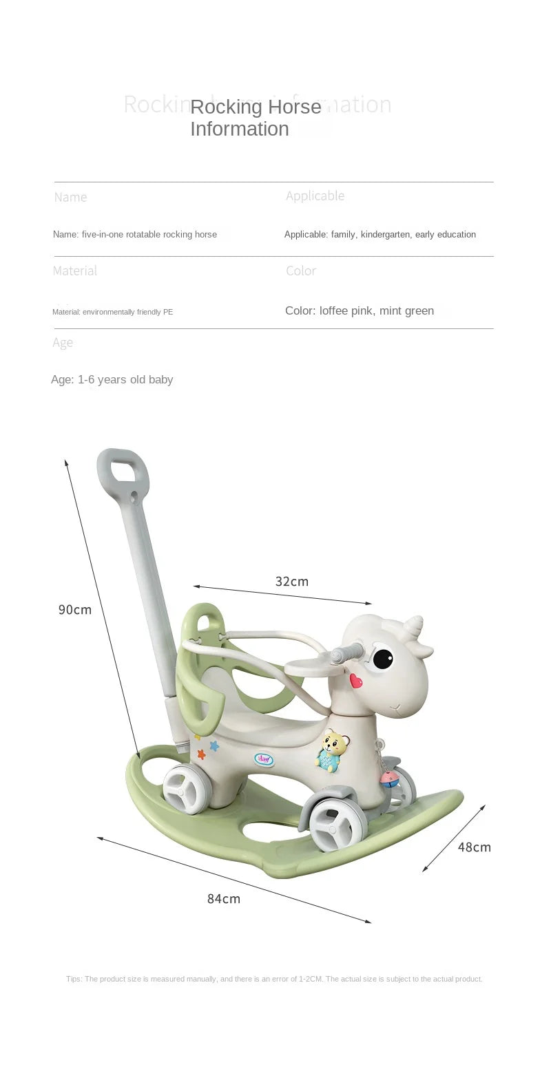 DokiToy Rocking Horse Trojan Horse Children Rocking Horse Baby Roller Coaster Two-in-one Multi-function Toy Birthday Gift 2023