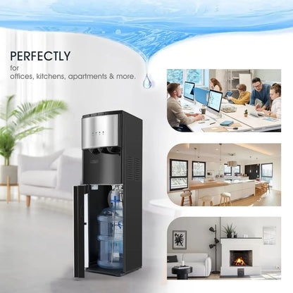 Water Dispenser, Loading Hot Cold Water Cooler, 3 Temperature Sets, Empty Bottle Indicator, 5 Gallon Water Dispenser