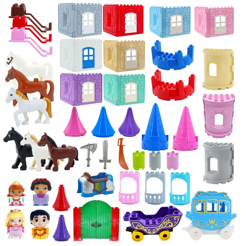 Princess Figure Castle Weapon Big Building Blocks Accessory Wall Fence Brick Compatible Assemble Block Toys For Children Gift