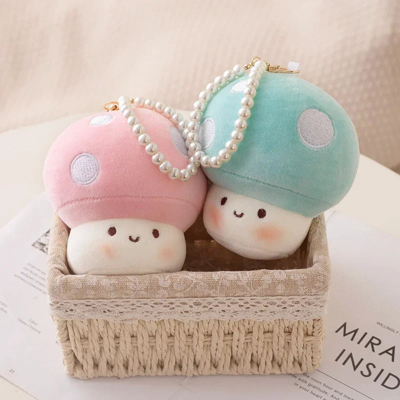 10CM Cute Small Mushroom Plush Toy Creative Stuffed Pendant Doll Red Mushroom Keychain For Kids Girls Holiday Gifts