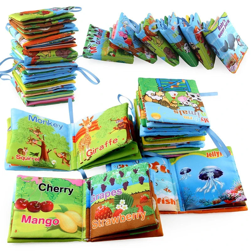 0-12 Months Baby Cloth Book Fruits Animals Cognize Puzzle Book Infant Kids Early Learning Educational Fabric Books Toys игрушк