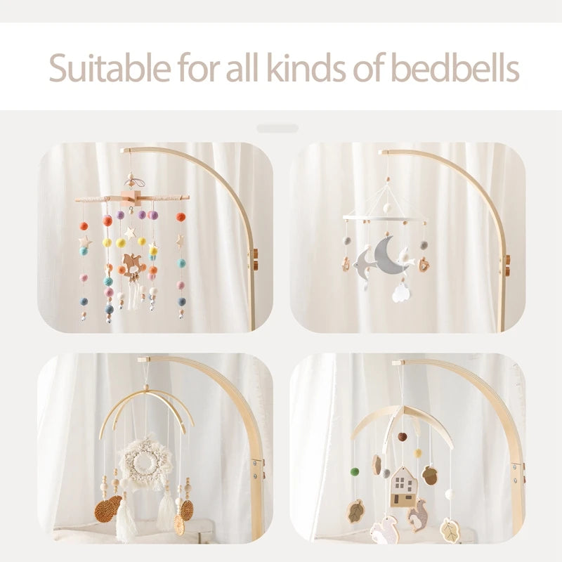 Baby Wooden Bird Shape Bed Bell Bracket Mobile Hanging Rattles Toy Hanger Baby Crib Mobile Bed Bell Toy Holder Arm Bracket Gifts