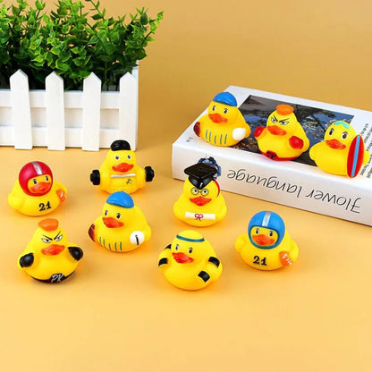 1pcs Creative Sports Duck toy Baby Bath Toys Rubber Ducks for Summer Beach Pool Activity Floating Ducks Bathtub Toy for Toddlers